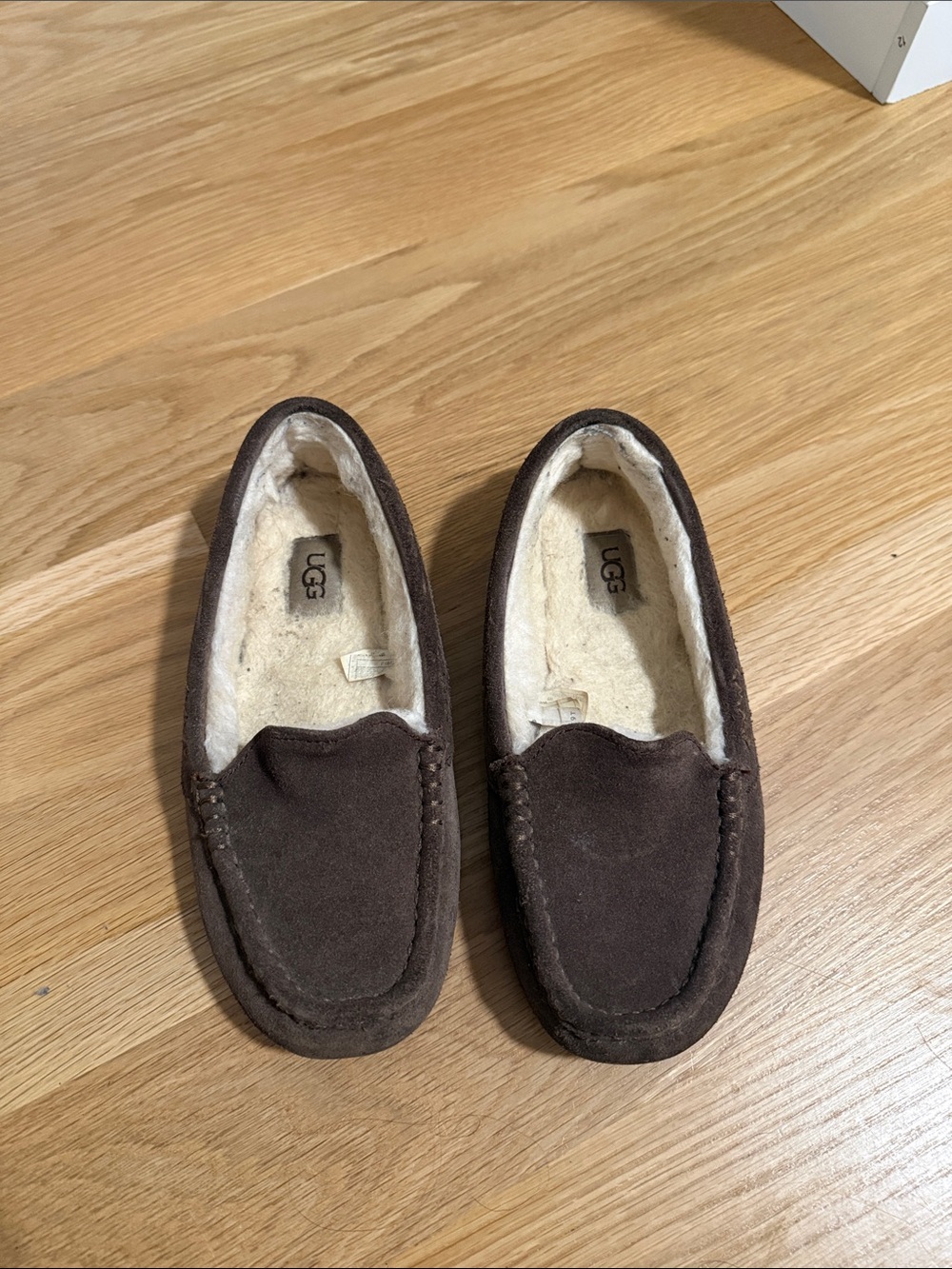 UGG Women’s Dark Brown Suede Shearling-Lined Moccasin Slippers